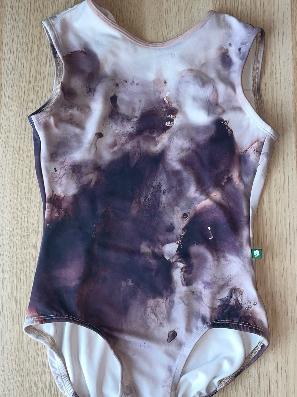 Lucky Leo Abstract Marble Print Leotard in purple and Cream